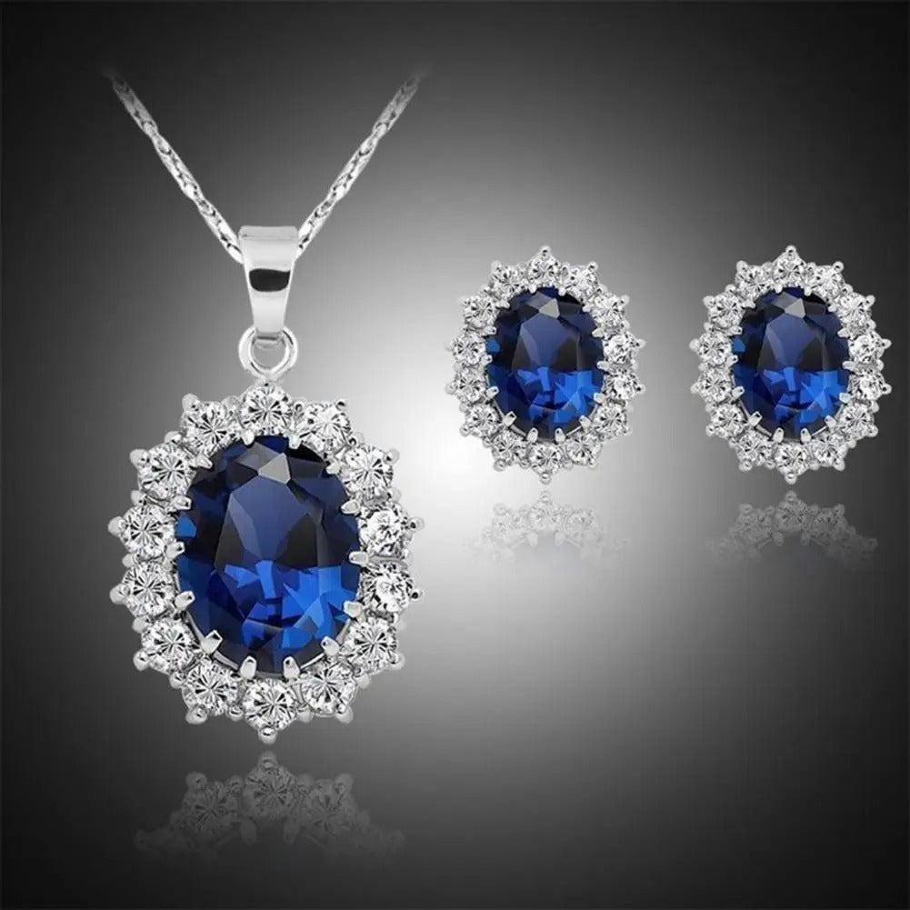 Royal Blue Crystal Stone Jewelry Set