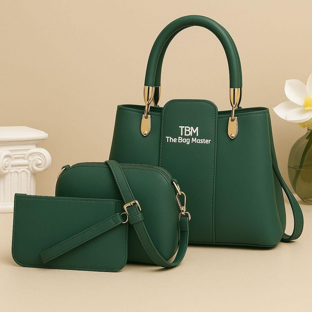 3-Piece Rexine Handbag Set for Women