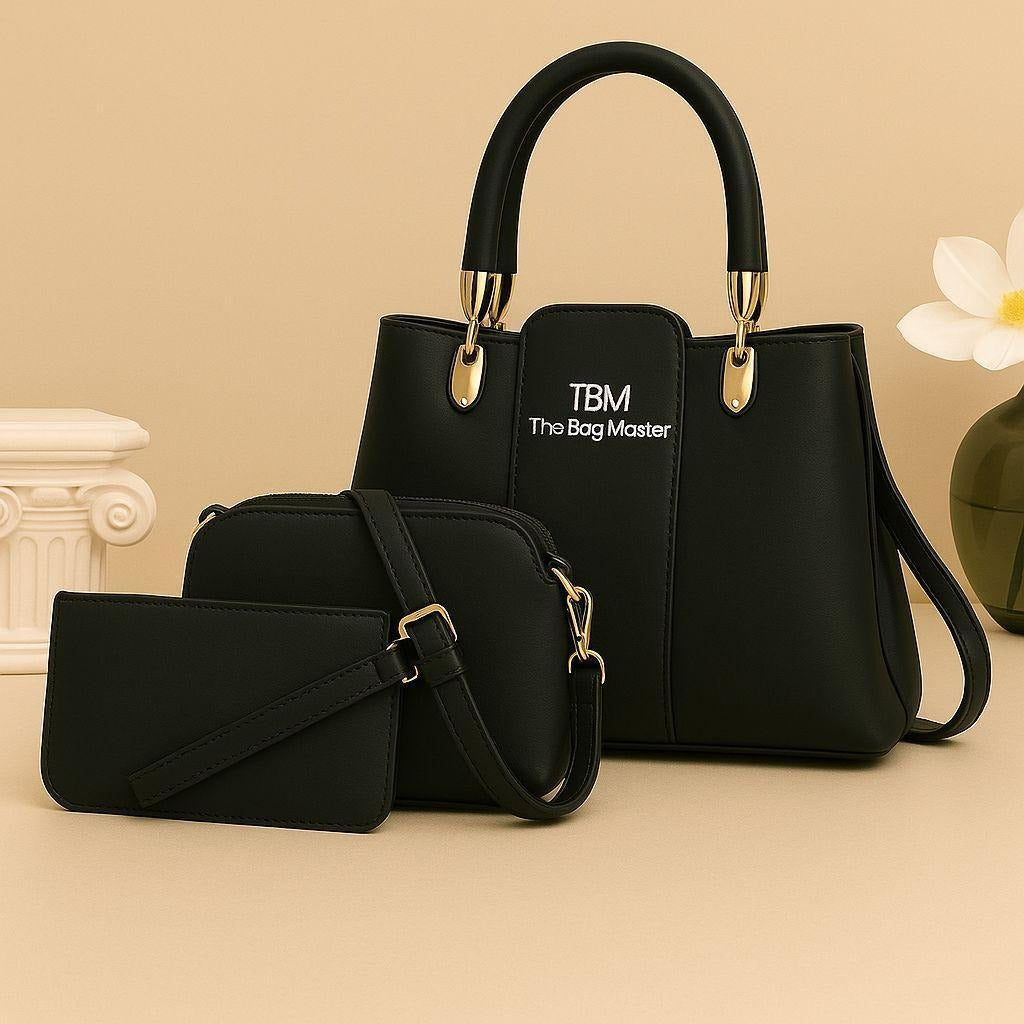 3-Piece Rexine Handbag Set for Women